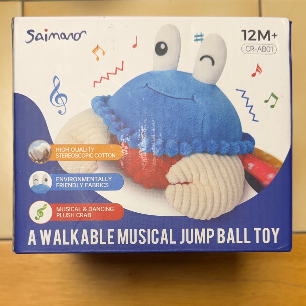 Blue Musical Walkable Crab Jump Ball Toy